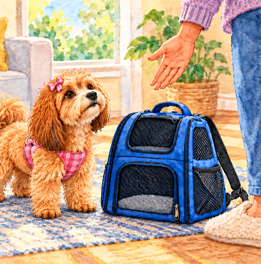 Watercolor storybook Tilly with her pink bow and backpack at school